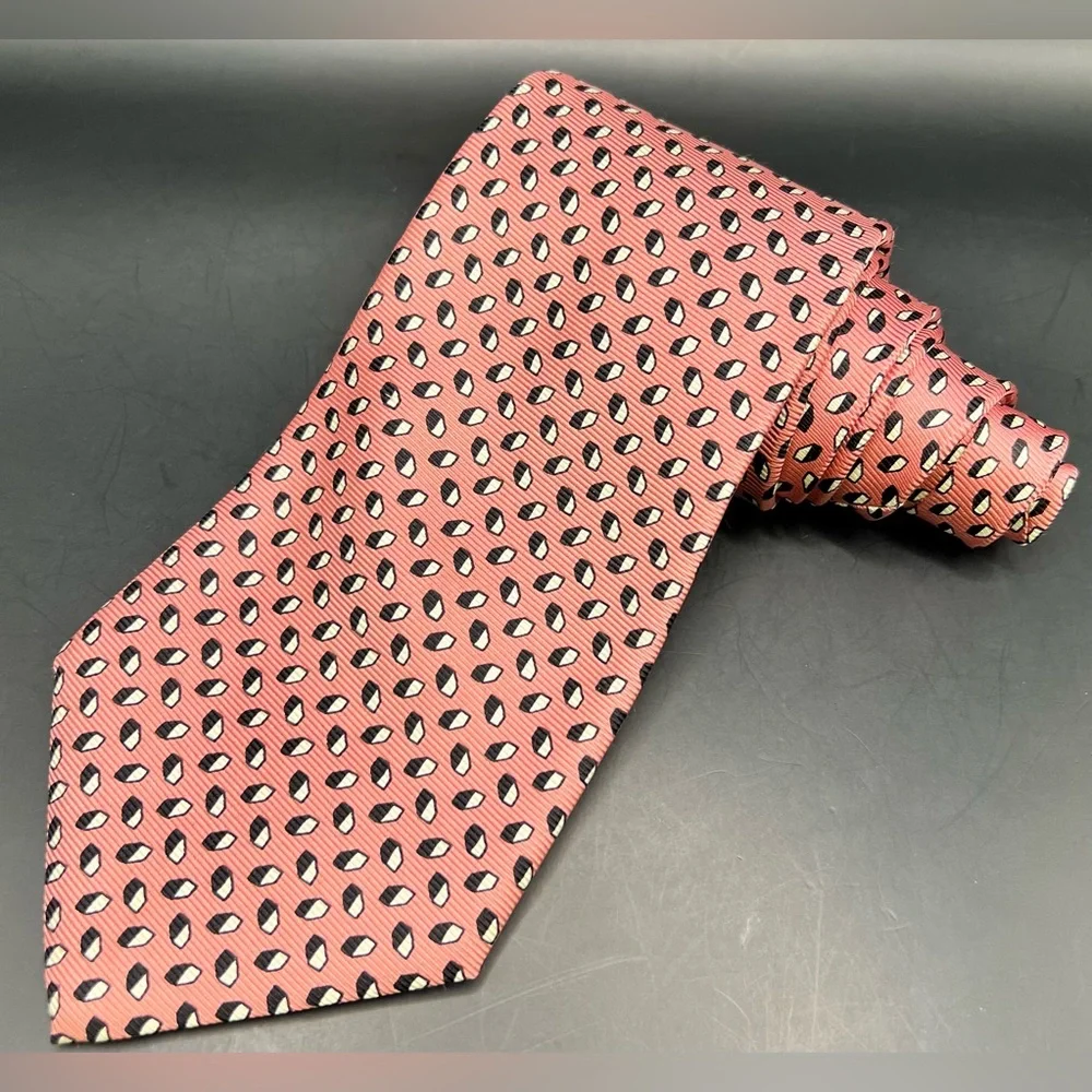 Polo Ralph Lauren- Elegant Pink and‎ Black Men's Tie, Hand Made, USA 100% Silk